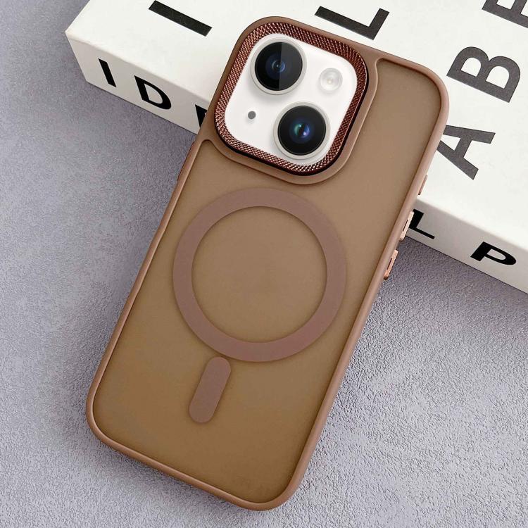 For iPhone 15 Diamond Lens Frame PC Hybrid TPU MagSafe Phone Case