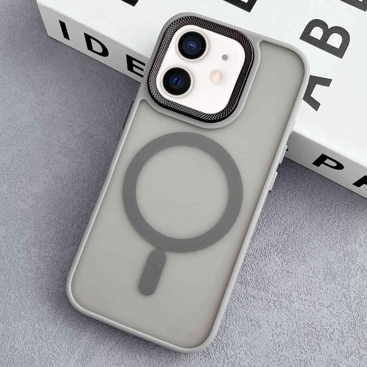 For iPhone 12 Diamond Lens Frame PC Hybrid TPU MagSafe Phone Case