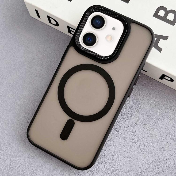 For iPhone 12 Diamond Lens Frame PC Hybrid TPU MagSafe Phone Case