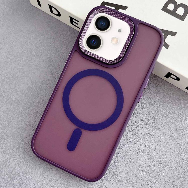 For iPhone 12 Diamond Lens Frame PC Hybrid TPU MagSafe Phone Case