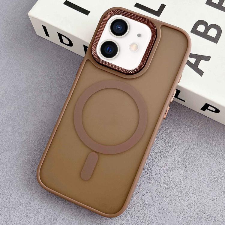 For iPhone 12 Diamond Lens Frame PC Hybrid TPU MagSafe Phone Case