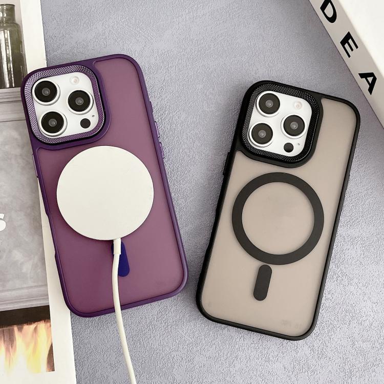 For iPhone 16 Pro Max Diamond Lens Frame PC Hybrid TPU MagSafe Phone Case