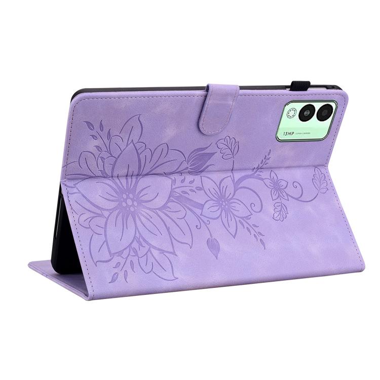 For Tecno Megapad 11 Lily Embossed Leather Tablet Case
