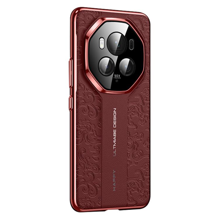 For Honor Magic6 Cloud Dragon Pattern Plain Leather PC Phone Case