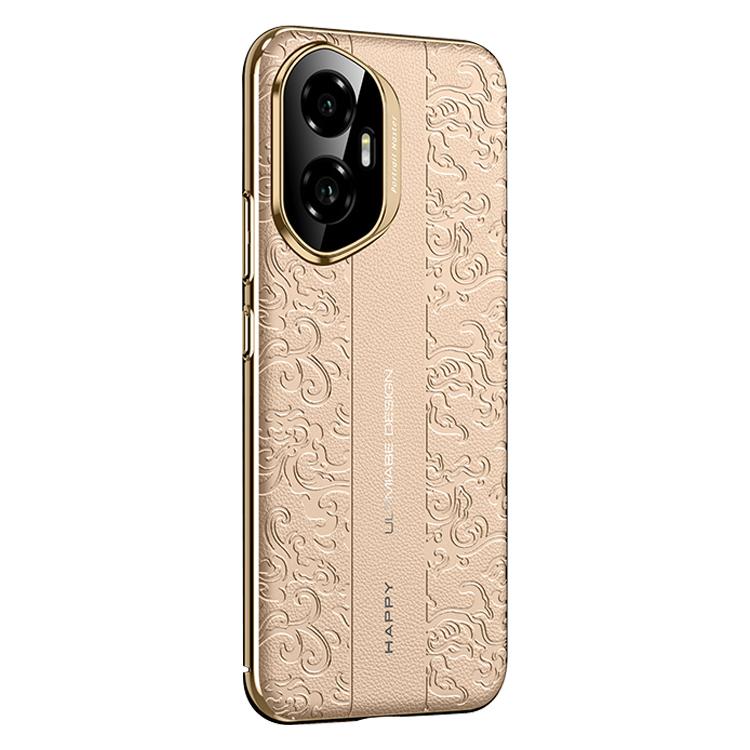For Honor 300 Cloud Dragon Pattern Plain Leather PC Phone Case