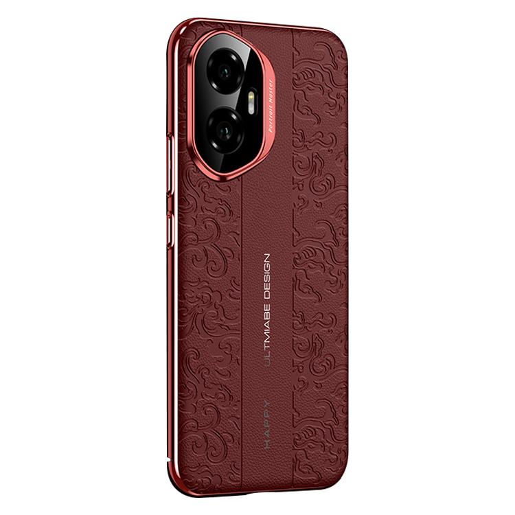 For Honor 300 Cloud Dragon Pattern Plain Leather PC Phone Case