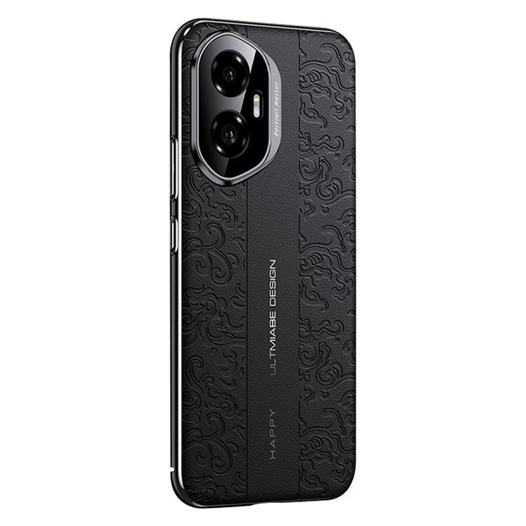 For Honor 300 Cloud Dragon Pattern Plain Leather PC Phone Case