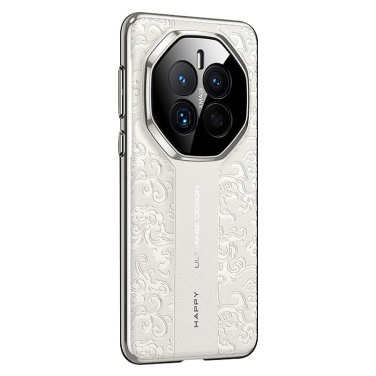 For Huawei Mate 50 Cloud Dragon Pattern Plain Leather PC Phone Case