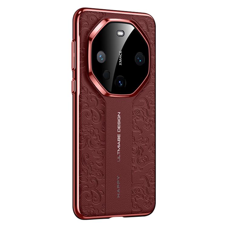 For Huawei Mate 60 Pro Cloud Dragon Pattern Plain Leather PC Phone Case