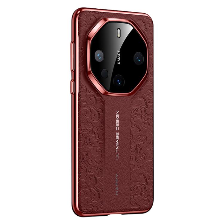 For Huawei Mate 60 RS Ultimate Cloud Dragon Pattern Plain Leather PC Phone Case