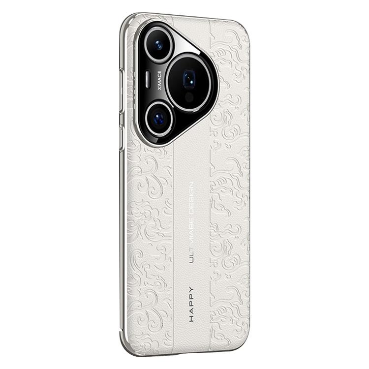 For Huawei Pura 70 Pro Cloud Dragon Pattern Plain Leather PC Phone Case