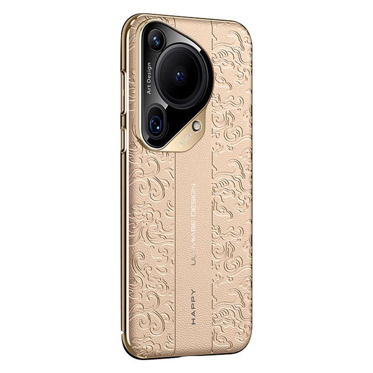 For Huawei Pura 70 Ultra Cloud Dragon Pattern Plain Leather PC Phone Case