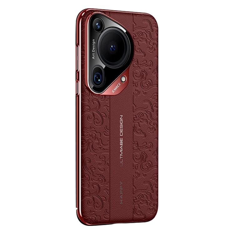 For Huawei Pura 70 Ultra Cloud Dragon Pattern Plain Leather PC Phone Case