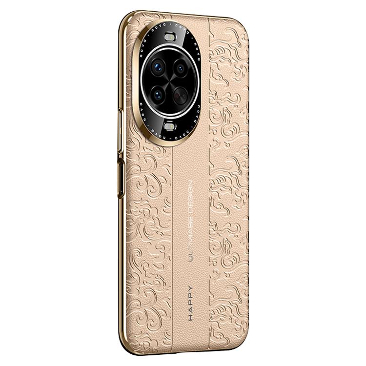 For Huawei nova 14 Cloud Dragon Pattern Plain Leather PC Phone Case