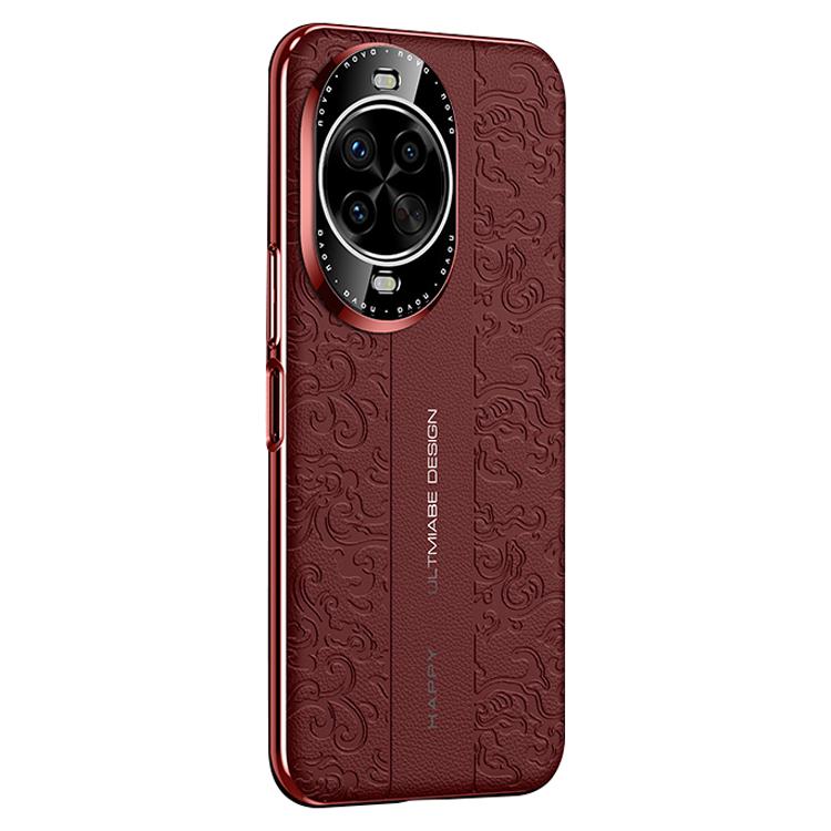 For Huawei nova 14 Cloud Dragon Pattern Plain Leather PC Phone Case