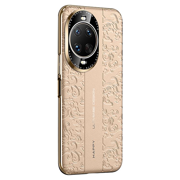 For Huawei nova 14 Ultra Cloud Dragon Pattern Plain Leather PC Phone Case