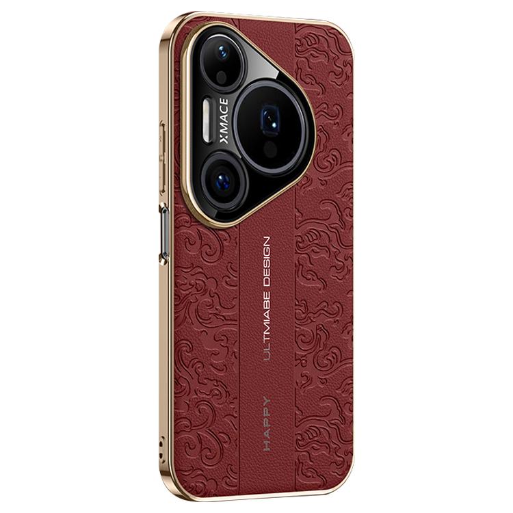 For Huawei Pura 90 Pro Cloud Dragon Pattern Plain Leather PC Phone Case