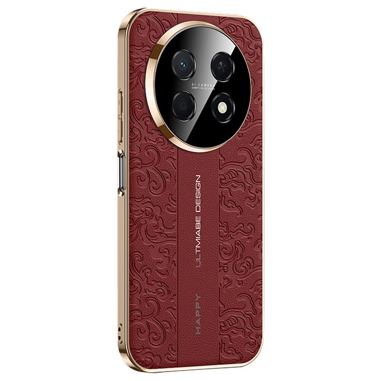 For Huawei Enjoy 90 Pro Max 5G Cloud Dragon Pattern Plain Leather PC Phone Case