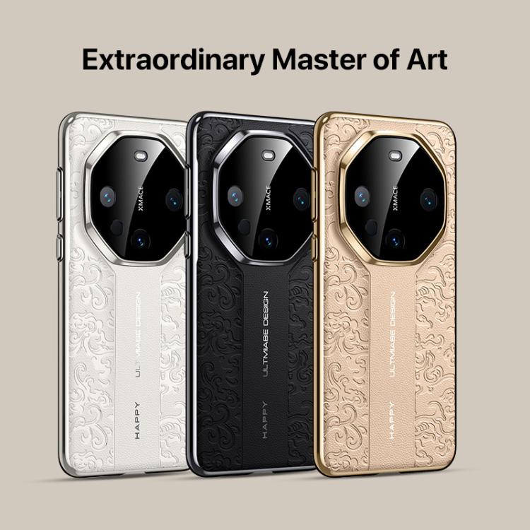 For Huawei Mate 60 Pro Cloud Dragon Pattern Plain Leather PC Phone Case