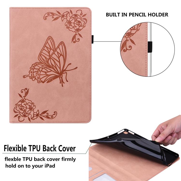 For Tecno Megapad 11 Butterfly Flower Embossed Leather Tablet Case
