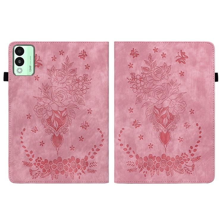 For Tecno Megapad 11 Butterfly Rose Embossed Leather Tablet Case