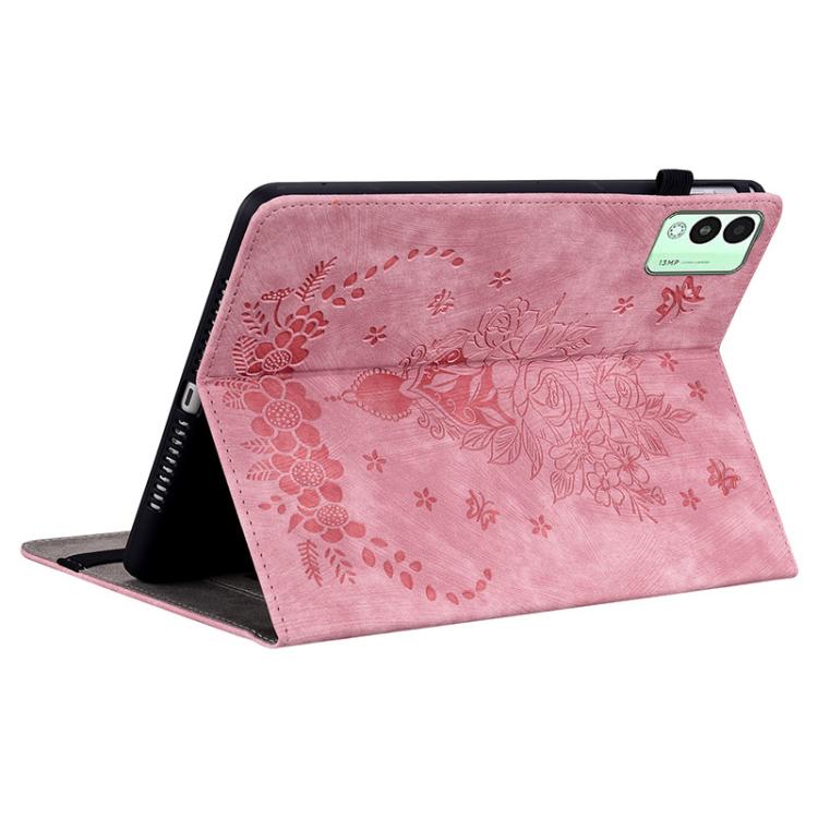 For Tecno Megapad 11 Butterfly Rose Embossed Leather Tablet Case