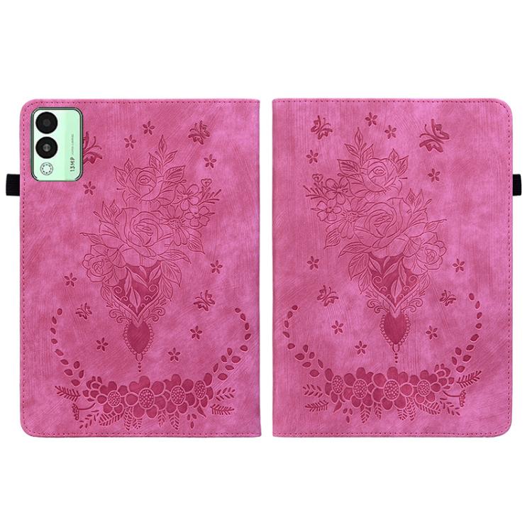 For Tecno Megapad 11 Butterfly Rose Embossed Leather Tablet Case