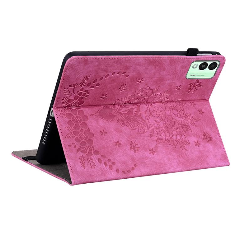 For Tecno Megapad 11 Butterfly Rose Embossed Leather Tablet Case