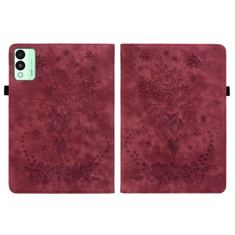 For Tecno Megapad 11 Butterfly Rose Embossed Leather Tablet Case
