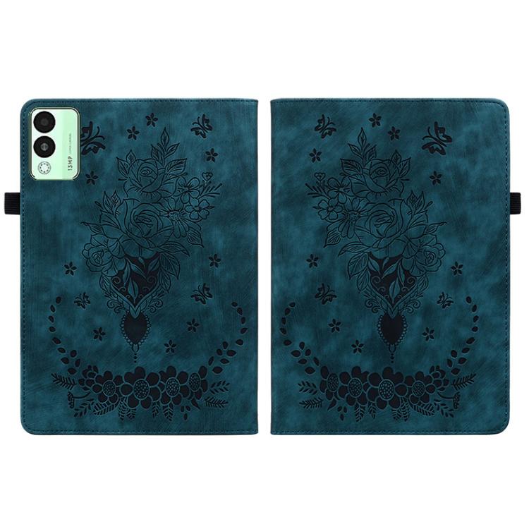 For Tecno Megapad 11 Butterfly Rose Embossed Leather Tablet Case