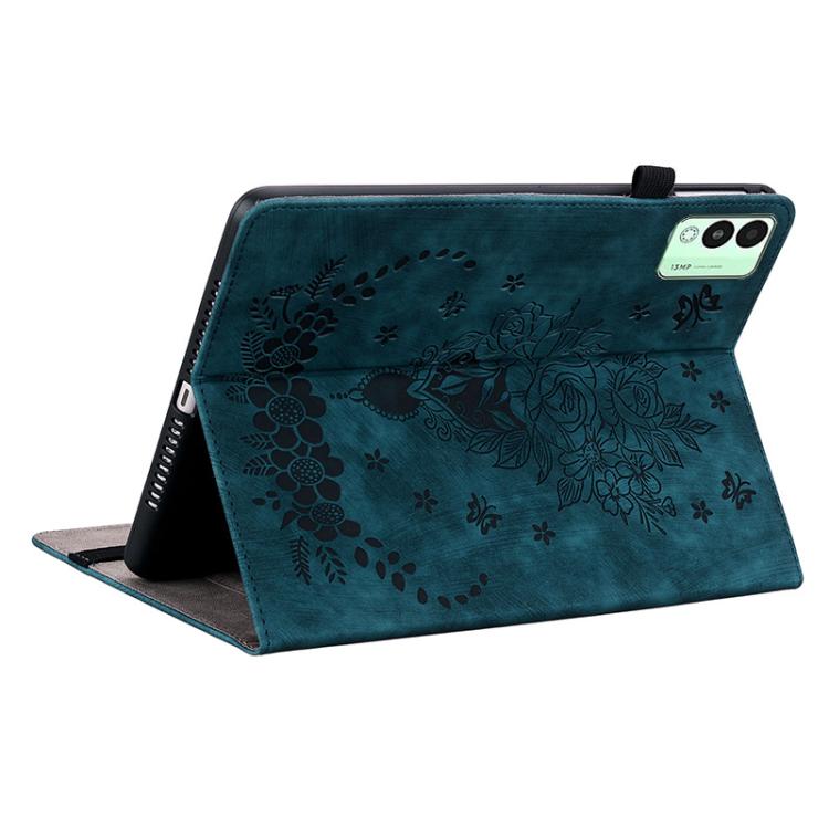 For Tecno Megapad 11 Butterfly Rose Embossed Leather Tablet Case