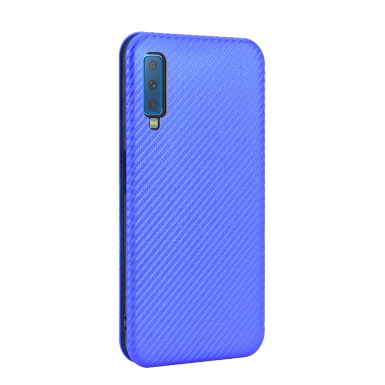 For Samsung Galaxy A7(2018) / A750 Carbon Fiber Texture Horizontal Flip TPU + PC + PU Leather Case with Rope & Card Slot