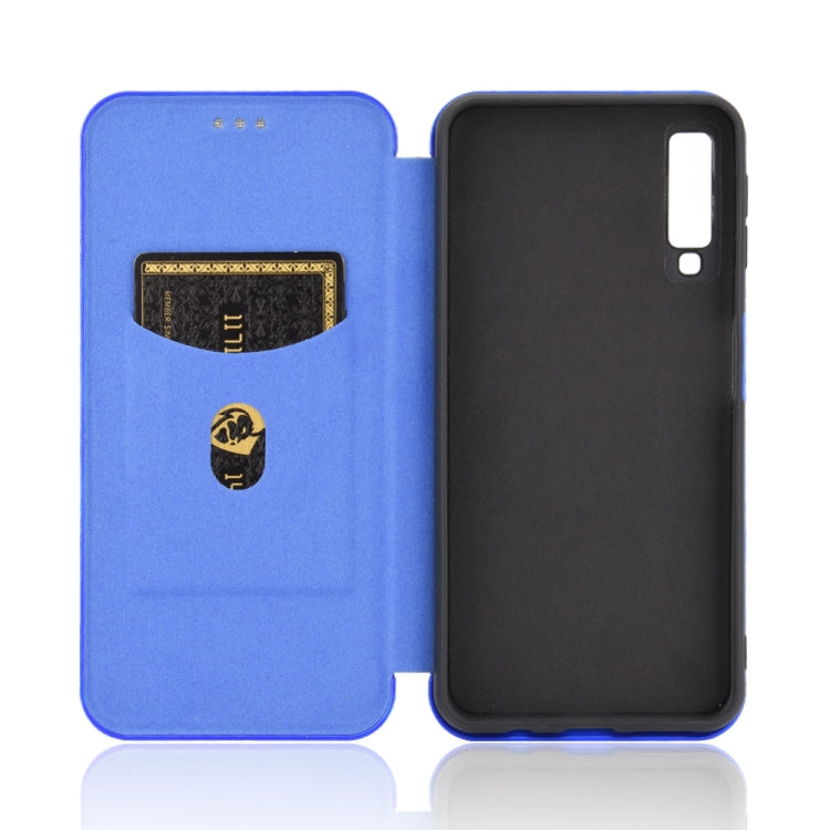 For Samsung Galaxy A7(2018) / A750 Carbon Fiber Texture Horizontal Flip TPU + PC + PU Leather Case with Rope & Card Slot