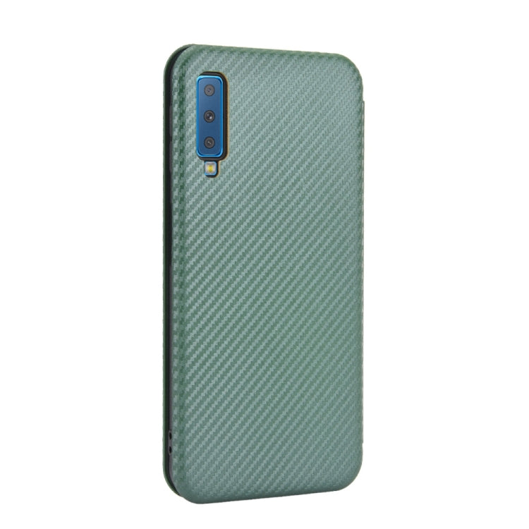 For Samsung Galaxy A7(2018) / A750 Carbon Fiber Texture Horizontal Flip TPU + PC + PU Leather Case with Rope & Card Slot