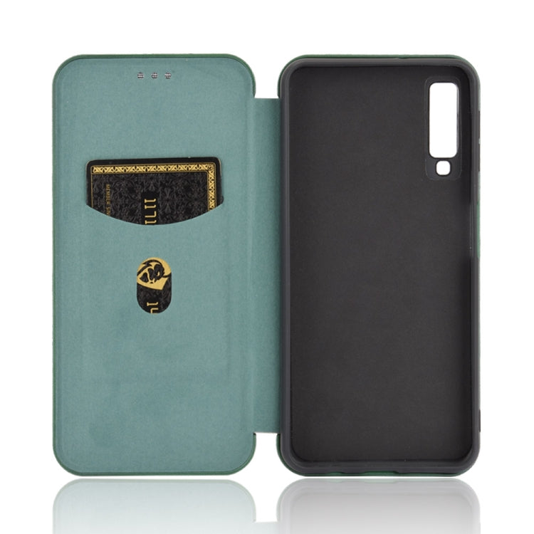 For Samsung Galaxy A7(2018) / A750 Carbon Fiber Texture Horizontal Flip TPU + PC + PU Leather Case with Rope & Card Slot