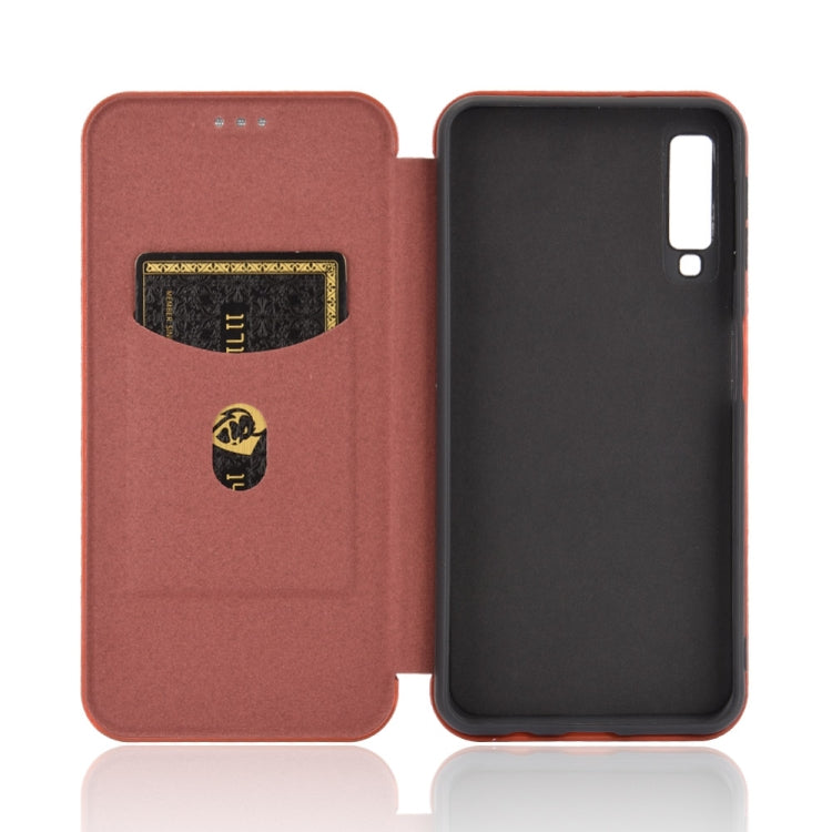 For Samsung Galaxy A7(2018) / A750 Carbon Fiber Texture Horizontal Flip TPU + PC + PU Leather Case with Rope & Card Slot