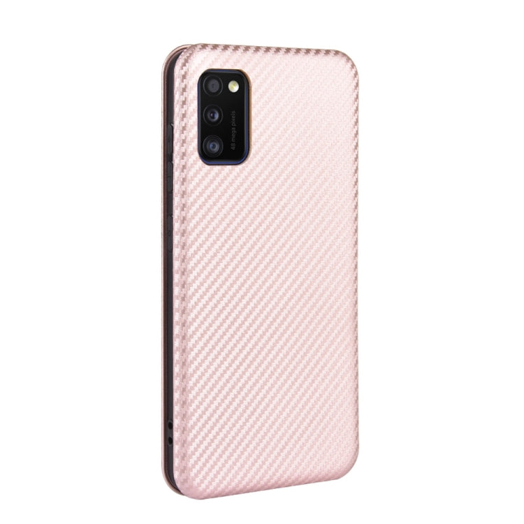 For Samsung Galaxy A41(Eurasian Version) Carbon Fiber Texture Horizontal Flip TPU + PC + PU Leather Case with Rope & Card Slot