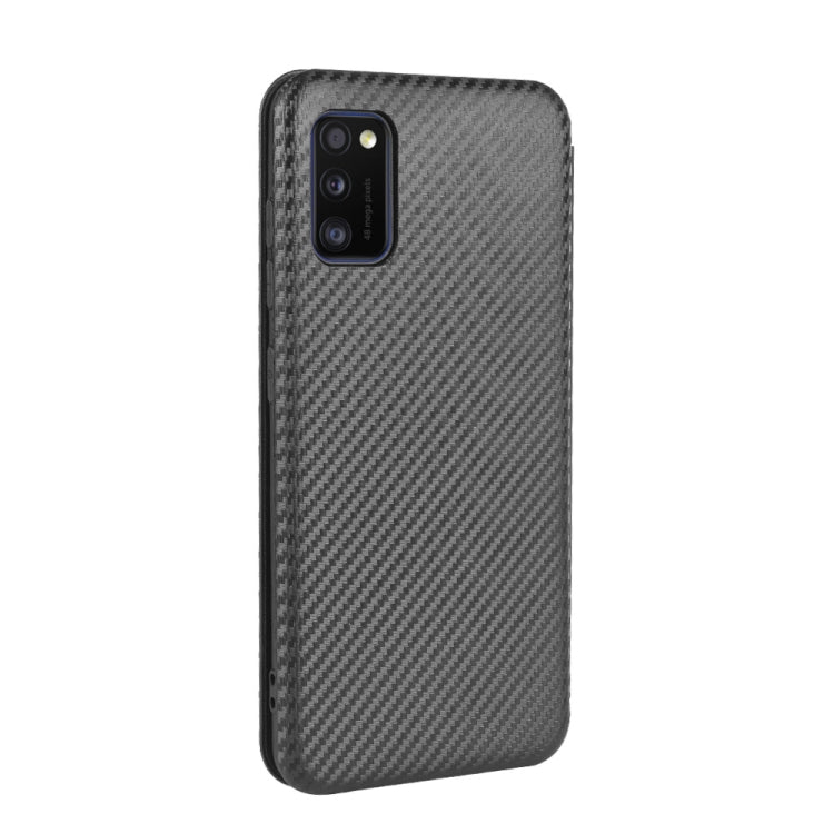 For Samsung Galaxy A41(Eurasian Version) Carbon Fiber Texture Horizontal Flip TPU + PC + PU Leather Case with Rope & Card Slot