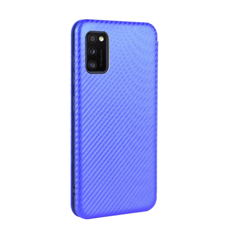 For Samsung Galaxy A41(Eurasian Version) Carbon Fiber Texture Horizontal Flip TPU + PC + PU Leather Case with Rope & Card Slot
