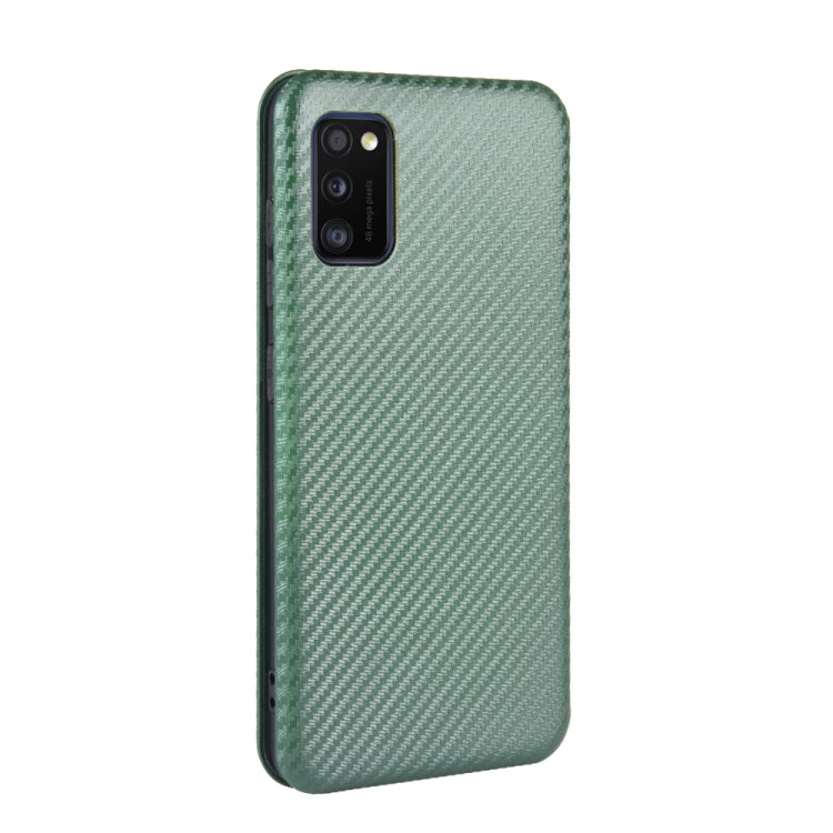 For Samsung Galaxy A41(Eurasian Version) Carbon Fiber Texture Horizontal Flip TPU + PC + PU Leather Case with Rope & Card Slot