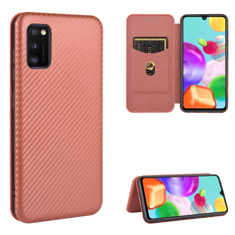 For Samsung Galaxy A41(Eurasian Version) Carbon Fiber Texture Horizontal Flip TPU + PC + PU Leather Case with Rope & Card Slot
