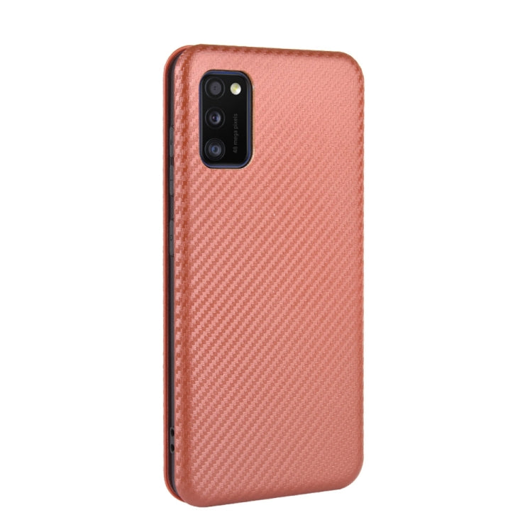 For Samsung Galaxy A41(Eurasian Version) Carbon Fiber Texture Horizontal Flip TPU + PC + PU Leather Case with Rope & Card Slot