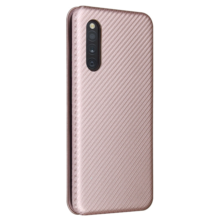 For Samsung Galaxy A41(JP Version) Carbon Fiber Texture Horizontal Flip TPU + PC + PU Leather Case with Rope & Card Slot