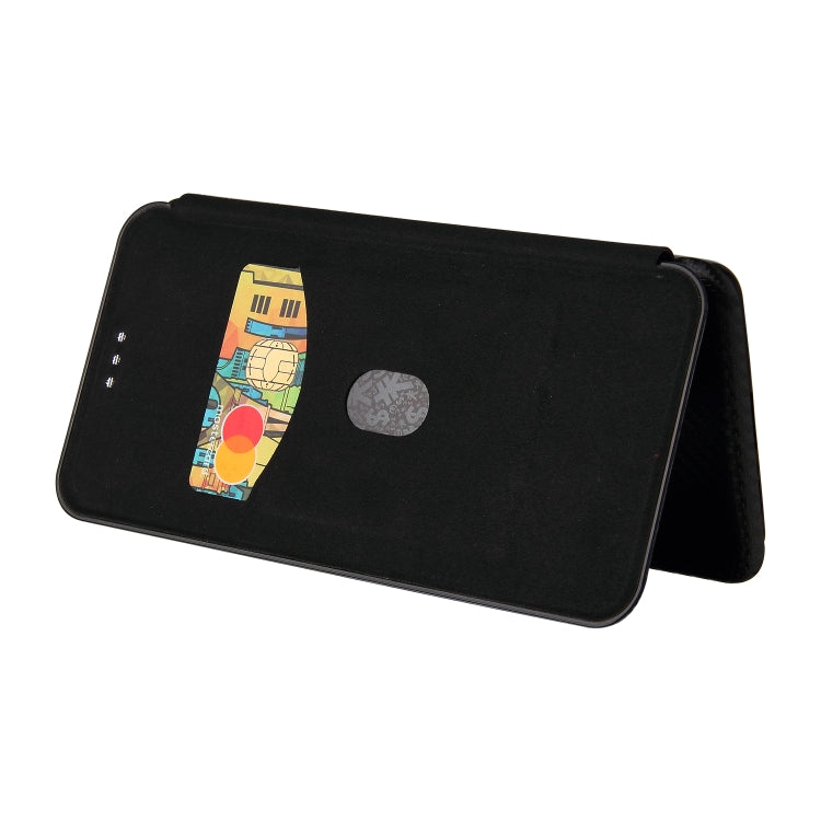 For Samsung Galaxy A41(JP Version) Carbon Fiber Texture Horizontal Flip TPU + PC + PU Leather Case with Rope & Card Slot