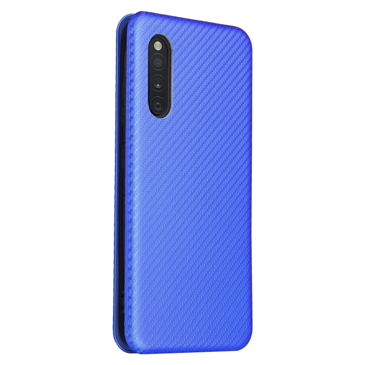 For Samsung Galaxy A41(JP Version) Carbon Fiber Texture Horizontal Flip TPU + PC + PU Leather Case with Rope & Card Slot