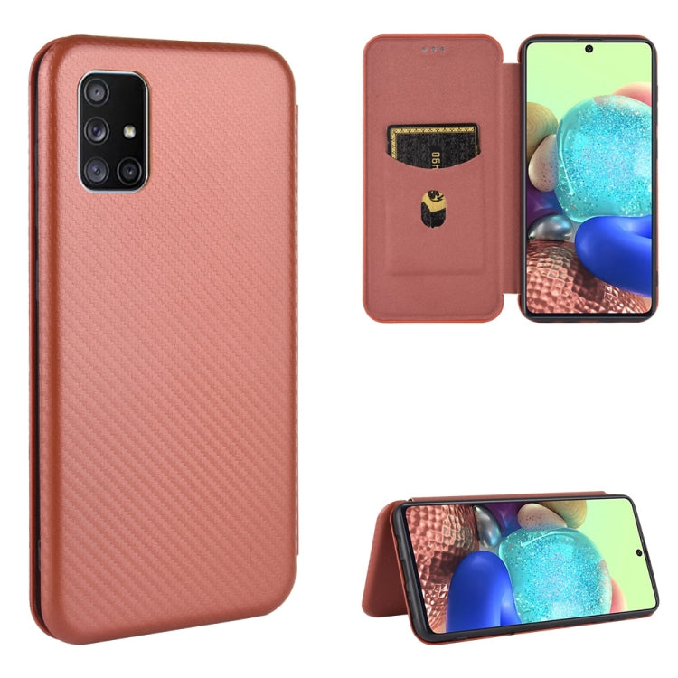 For Samsung Galaxy A51 5G Carbon Fiber Texture Horizontal Flip TPU + PC + PU Leather Case with Rope & Card Slot