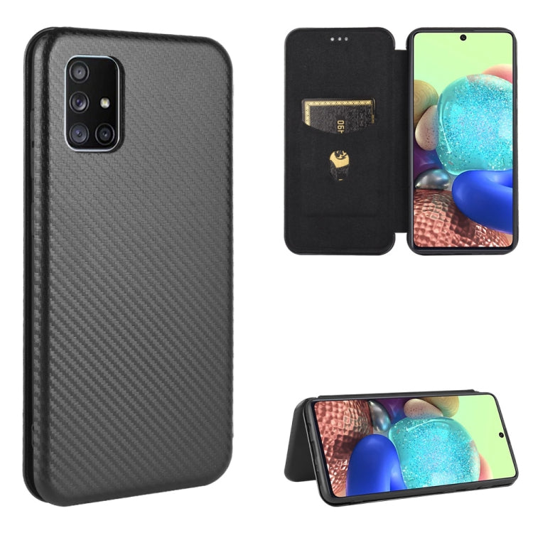 For Samsung Galaxy A71 5G Carbon Fiber Texture Horizontal Flip TPU + PC + PU Leather Case with Rope & Card Slot