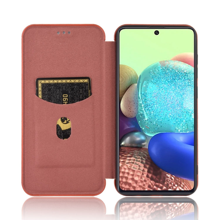 For Samsung Galaxy A71 5G Carbon Fiber Texture Horizontal Flip TPU + PC + PU Leather Case with Rope & Card Slot