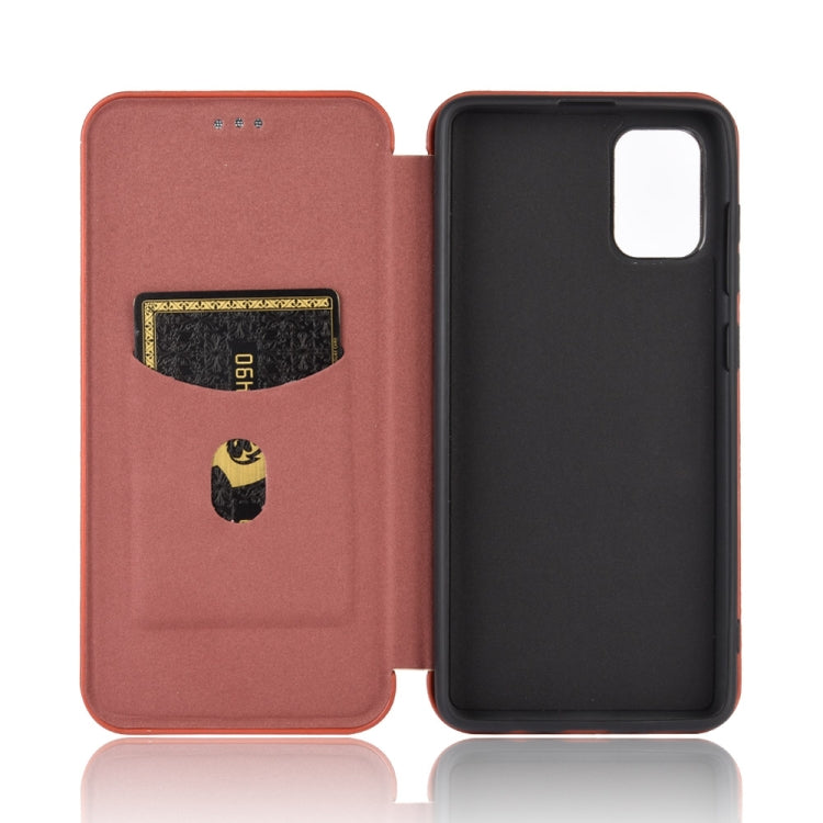 For Samsung Galaxy A71 Carbon Fiber Texture Horizontal Flip TPU + PC + PU Leather Case with Rope & Card Slot