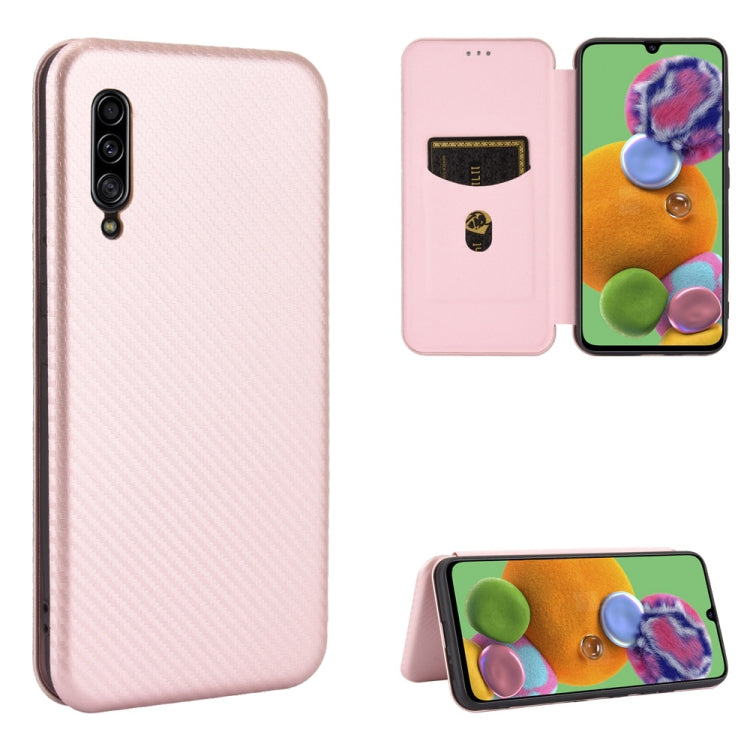 For Samsung Galaxy A90 5G Carbon Fiber Texture Horizontal Flip TPU + PC + PU Leather Case with Rope & Card Slot
